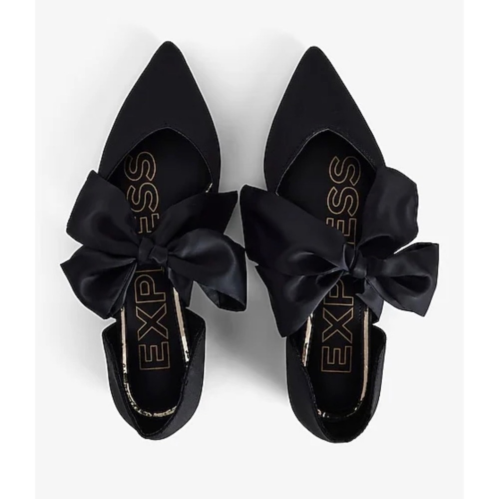 Express Ballet Flats Womens US Sz 8 Whimsigoth Steampunk  Black Bow silky Rockab